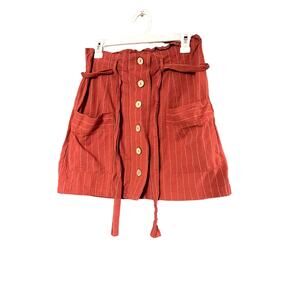 Hesperus High waisted Paper Bag buttoned down skirt White Stripes Belt